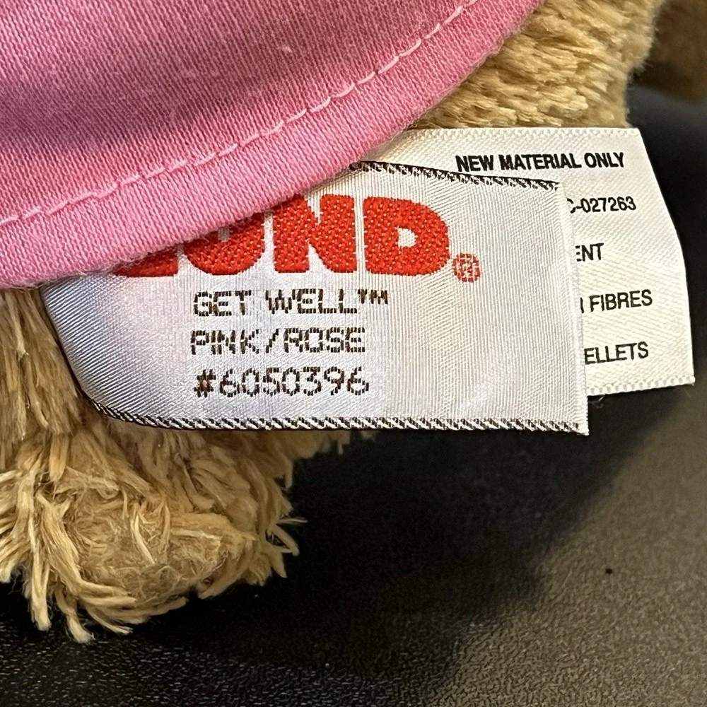 Gund Brown Teddy Bear Pink GET WELL Shirt Gift